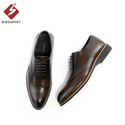 Giày Oxford Nam Họa Tiết Brogues Đục Lỗ Cực Đẹp SIGOURNEY Da Bò Màu Nâu Patian SIG-26 Bảo Hành 18 Tháng