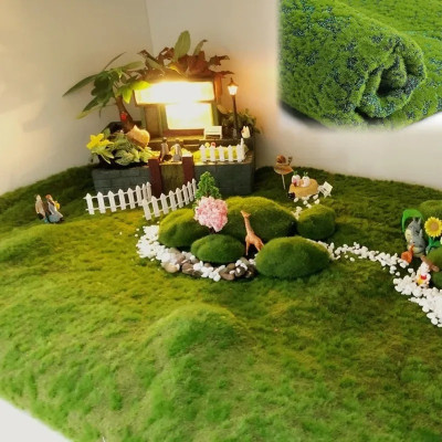 Thảm rêu giả làm tường sen đá, tiểu cảnh - Cây giả, hoa lụa Decor trang trí nhà cửa