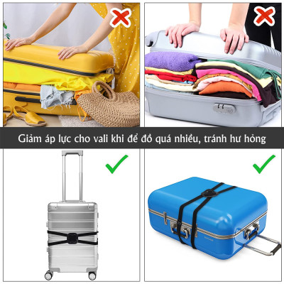 Dây Đai Vali Chữ X, Dây Ràng Hành Lý, Dây Buộc Túi Giỏ Cặp Balo Thùng Vào Vali Bảo Vệ Đồ Đạc Co Giãn Đi Du Lịch Máy Bay Legaxi