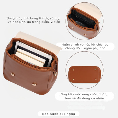 Balo nữ công sở nhỏ gọn, balo da nữ phối màu FBP2 - 4327