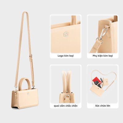 Túi Yuumy ( Thời trang nữ phối quai xách size 21 - Túi đeo chéo da Smooth YN288 )