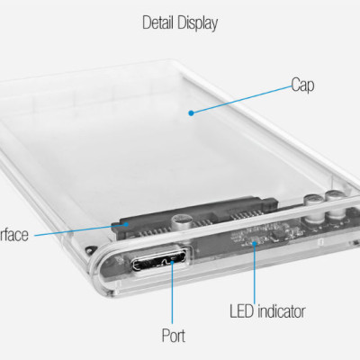 Hộp ổ cứng ORICO 2139U3 2.5" SSD/HDD SATA 3 USB 3.0 trong suốt - Hàng Chính Hãng
