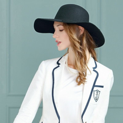 Mũ chống nắng rộng vành nữ nón đi biển màu đen fedora dona22030810