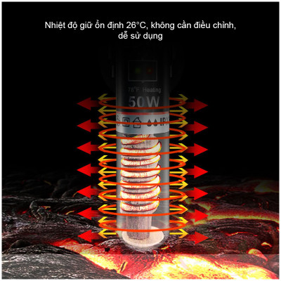 Sưởi QuanLong Mini Heating Rod 25W, 50W làm ấm nước bể cá tép thủy sinh nano