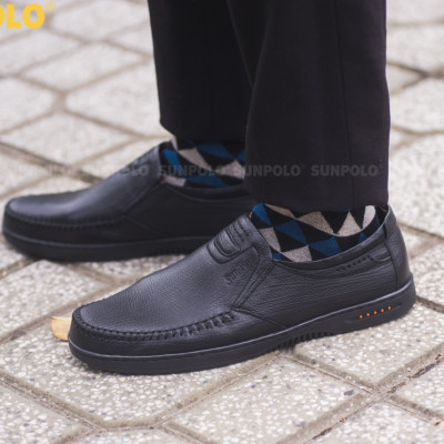 Giày Lười Nam Da Bò SUNPOLO SU4010 (Đen, Nâu)