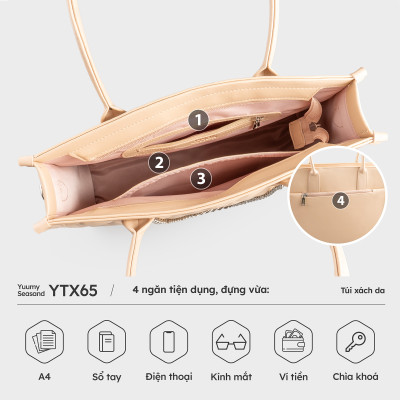 Túi Yuumy ( Thời trang nữ cỡ lớn phối xích trang trí - Túi xách da Seasand YTX65 )