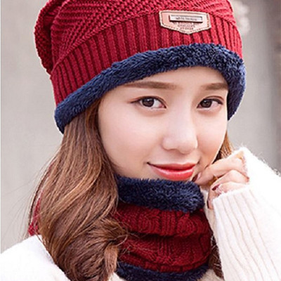 Mũ Len Kèm Khăn Chui Đầu (Freesize)