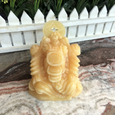 Tượng Cóc Ba Chân, Cóc Ngậm Tiền, Thiềm Thừ phong thủy chiêu tài lộc đá thạch anh vàng - Dài 10 cm