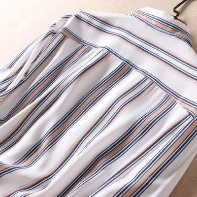 Áo sơ mi nữ Haint Boutique, Áo sơ mi trắng dài tay phối màu kẻ sọc phong cách công sở Sm86