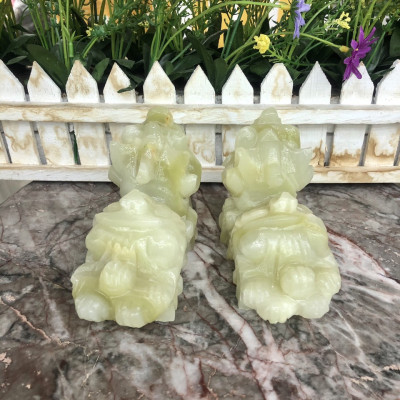 Cặp Tỳ Hưu phong thủy đá ngọc Onyx - Dài 12 cm