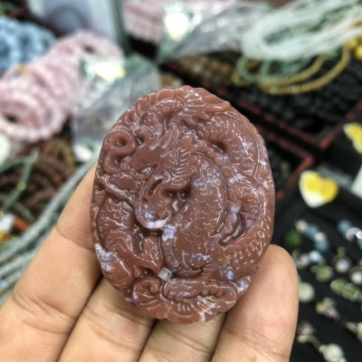 Mặt dây chuyền rồng đá ngọc băng tảo