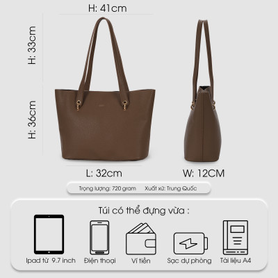 Túi xách nữ đeo vai công sở IDIGO FB2 - 6026, túi đựng tài liệu phom lớn thanh lịch