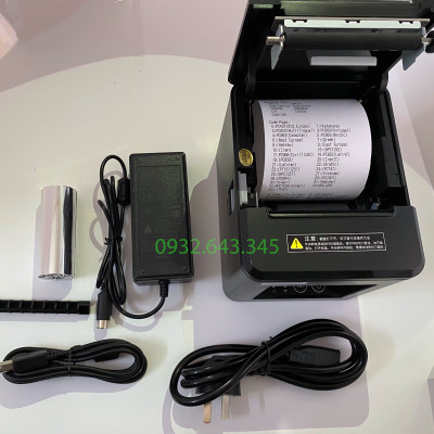 Máy in hóa đơn Xprinter T80A khổ giấy 80mm, máy in bill K80, dao cắt giấy tự động. Tặng kèm cuộn giấy K80 - Hàng Chính Hãng
