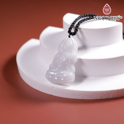 Mặt dây chuyền phật đá cẩm thạch bạch ngọc type A 38x22mm mệnh thủy kim - Ngọc Quý Gemstones