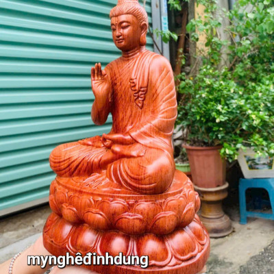 Tượng phật thích ca bằng gỗ hương đá tuyệt đẹp kt cao 30x15x15cm 