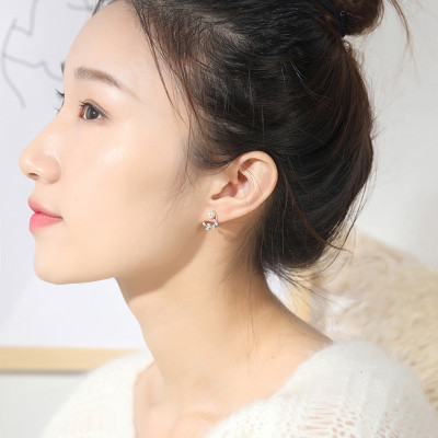 Bông tai ngọc trai đính đá S925