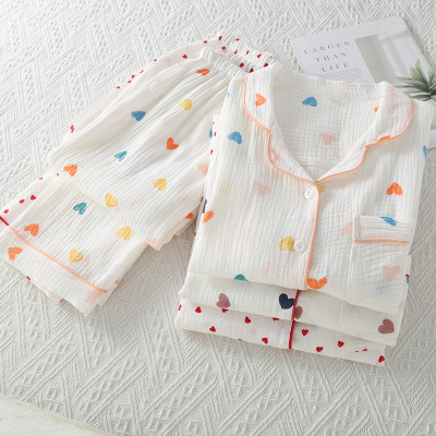 Bộ Pijama, Đồ Bộ Mặc Nhà Áo Cộc Quần Dài Chất Liệu Xô Muslin Cao Cấp