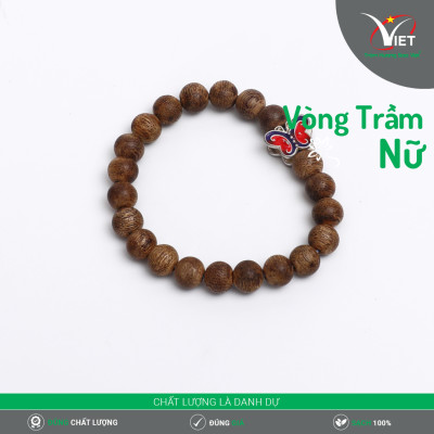 Vòng Trầm Nữ Thiên Nhiên Đính Trang Trí Vàng Tĩnh Điện - Mùi Thơm Rất Dễ Chịu