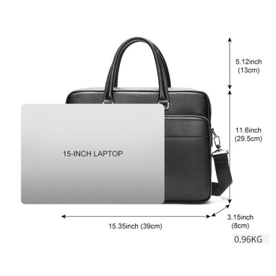 Cặp công sở nam da bò thật BAOHA LEATHER BHM9660 vừa laptop 15inch, phom cứng
