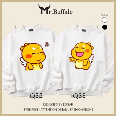 Áo Sweater cặp đôi Qoobee Q32-Q33 dễ thương Mr.Buffalo
