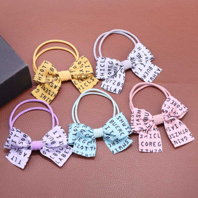 Dây buộc tóc nữ thắt nơ in chữ [Set 5 dây] NASI dễ thương phong cách hàn quốc thun cột tóc nữ co giãn tốt phụ kiện tóc
