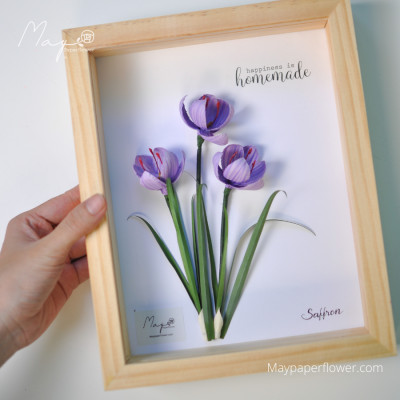 Tranh hoa giấy handmade trang trí cao cấp [20x25] cm - HOA NGHỆ TÂY Maypaperflower Hoa giấy nghệ thuật