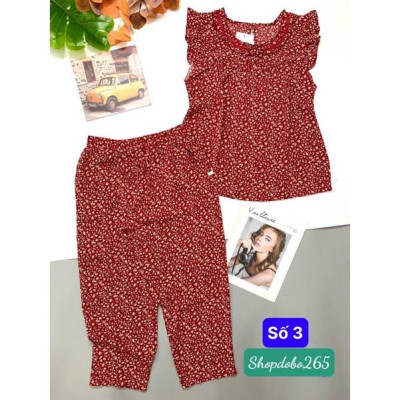 Đồ bộ nữ,đồ ngủ mặc nhà lửng 9 tấc vải lụa mango BL 53 họa tiết hoa nhí siêu cute size 47-60kg.