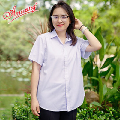 Áo trắng nữ sinh tay lỡ form rộng, phong cách Hàn Quốc, vải kate silk, dáng suông trẻ trung năng động