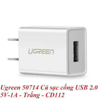 Ugreen UG50714CD112TK Màu Trắng Củ sạc cổng USB 2.0 5V-1A - HÀNG CHÍNH HÃNG