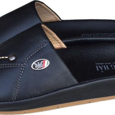 Dép nam quai ngang Trường Hải một bản da bò thật đế kếp mềm dẻo không trơn QN0421