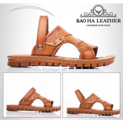 Dép nam quai hậu da bò thật BHD9808 Dép sandals nam quai ngang