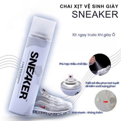 Combo 3 Chai Xịt Tạo Bọt Vệ Sinh Giày, Dép và Túi Xách, Bình Xịt Làm Sạch Trắng Giày