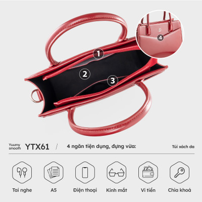 Túi Yuumy ( Thời trang nữ công sở cỡ trung vừa A5 - Túi xách da Smooth YTX61 )