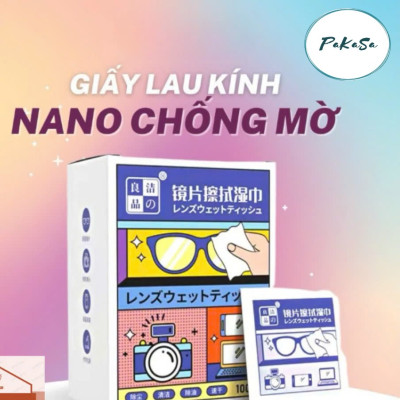 Combo 100 Khăn Lau Mắt Kính Nano- Miếng Giấy Lau Kính Chống Bám Hơi Nước, Lau Sạch Vân Tay Bụi Bẩn Công Nghệ Nhật Bản - Hàng Chính Hãng 