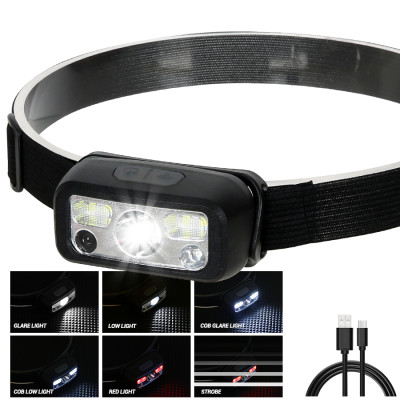 Đèn Pin LED Đội Đầu Sạc USB - cảm ứng ánh sáng, chống nước dùng ngoài trời - hàng nhập khẩu