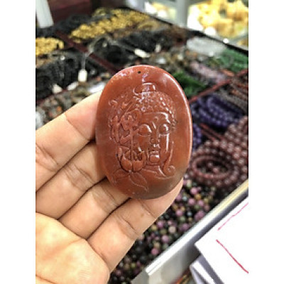 Mặt dây chuyền phật A Di Đà phong thủy đá ngọc băng tảo