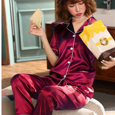 [CHẤT LƯỢNG] Đồ bộ Pijama Lụa cao cấp quần dài áo tay ngắn, pyjama tay ngắn hàng Quảng Châu loại 1