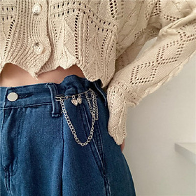 Cài áo chuỗi xích trái tim phụ kiện quần áo ghim băng cài điều chỉnh size quần áo đẹp độc lạ