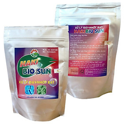 Men vi sinh phân hủy đáy, làm trong nước, xử lý nước, ức chế tảo, xử lý nhớt bạt, hạ khí độc Haki Bio Sun đậm đặc gói 250gr dùng 2000 khối nước - hàng chính hãng
