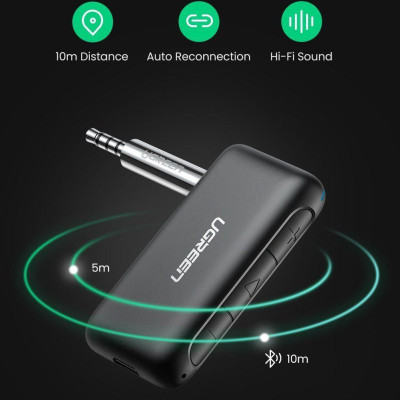 Ugreen UG70303CM276TK jack 3.5mm 5.0 bộ nhận Bluetooth dùng cho xe hơi - HÀNG CHÍNH HÃNG