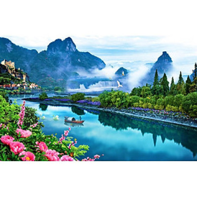 Tranh dán tường 3D phong thủy - thác nước (Kích thước theo yêu cầu)