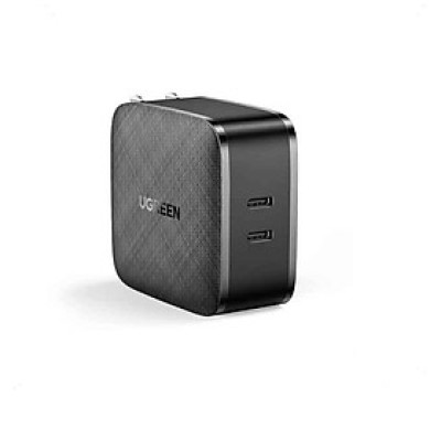 Ugreen UG70866CD216TK 66W 2c QC4.0 chuẩn cắm US Màu Đen Củ sạc nhanh 2 cổng USB type C - HÀNG CHÍNH HÃNG