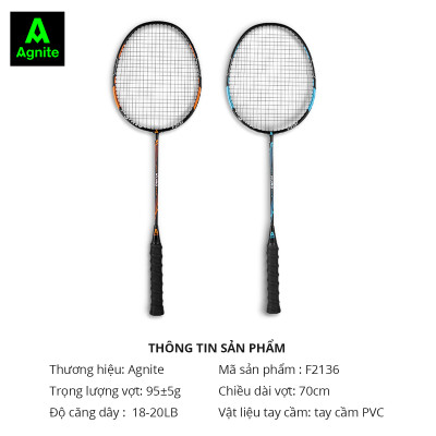 [TẶNG 3 CẦU] Vợt cầu lông cán liền cao cấp chính hãng Agnite -  Tặng hộp cầu nhựa và bao đựng - 2 chiếc - F2131