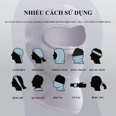 Khăn trùm kín mặt chống nắng, chống tia UV khi đi xe dành cho cả nam và nữ Rimix Khẩu trang băng lụa chống nắng cao cấp chống tia UV, chống bụi, UPF50+ 