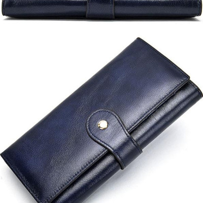 Ví dài cầm tay nữ da bò thật BHM8303 Ví gập ba nữ