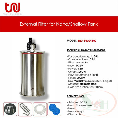 Lọc thùng TRU Inox External Filter lọc mini shallow bể nano thủy sinh cá tép