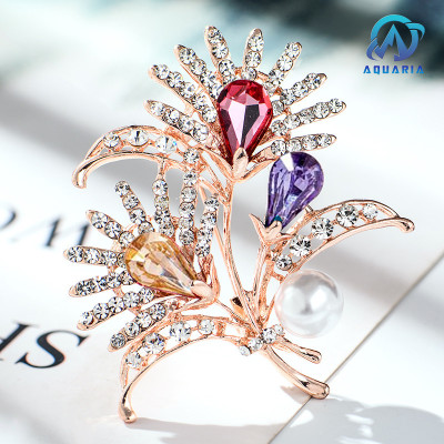 Trâm Cài Áo Nữ Quà Tặng Hoa Tam Sắc Đính Đá Trang Nhã Sang Trọng (Kèm Hộp)