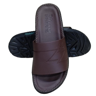 Dép Nam Quai Ngang Da Bò Thật HA NAM Đã May Viền Chân Quai Chắc Chắn DNA22038