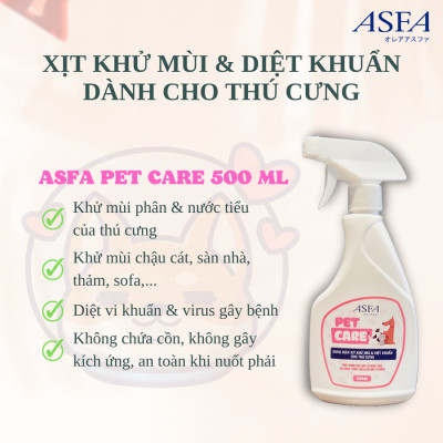[Combo 2 chai] Nước Xịt Khử Mùi, Diệt Khuẩn Cho Chó Mèo ASFA Pet Care 500ml