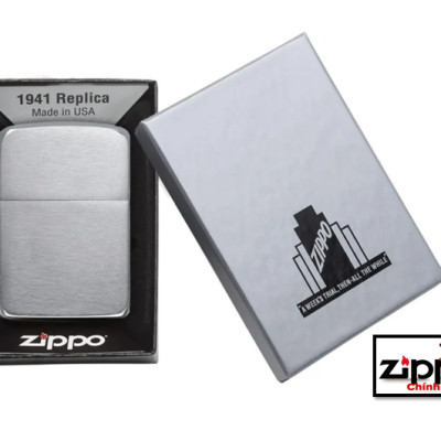 Bật lửa Zippo 1941Replica Brushed Chrome (Trắng nhám) SKU: 1941 - Chính hãng 100% 
